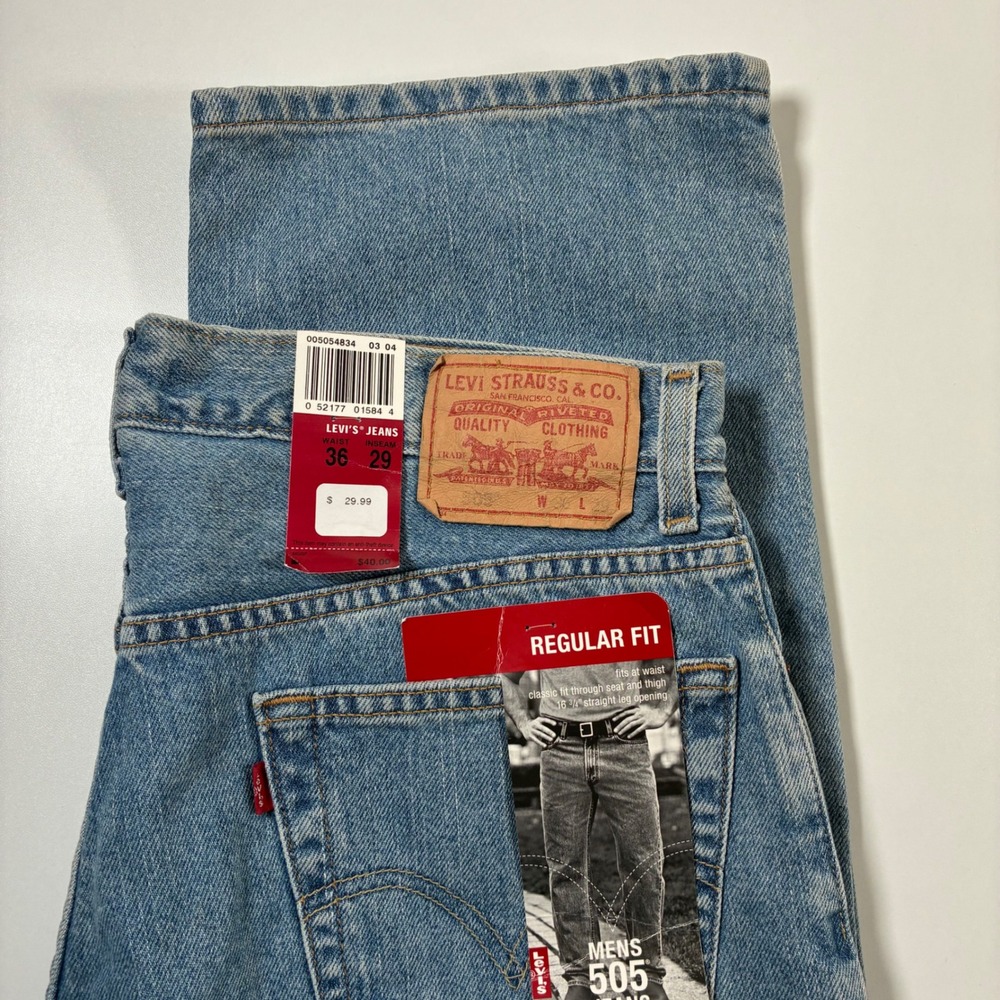 NEW Vintage Levi's 505 Jeans 36x29 Regular Straight Deadstock 2004 Y2K